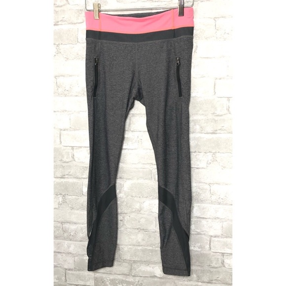 lululemon athletica Pants - Lululemon Pink:Gray Mesh Zippered Leggings Size 6